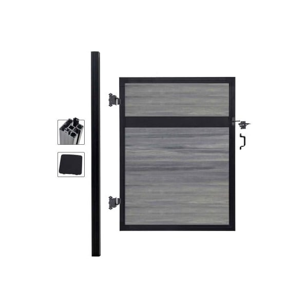 Jewett Cameron Companies Estate 4'W x 6'H Oxford Grey Aluminum/Composite Adjustable Single Fence Gate Kit - IN GROUND ONLY EF ET1206 - main